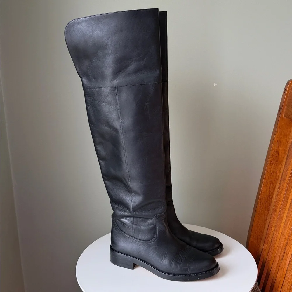 J. Crew Leather Over the Knee Boots Pull On Fold Over Riding Equestrian #BA769 8